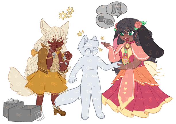 Regular Flat Colored Chibis + Props